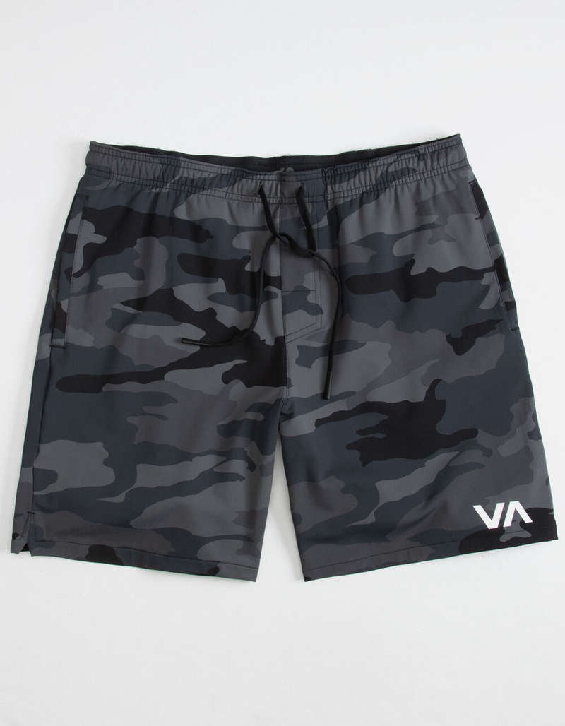 RVCA Trainer Mens Camo Black Sport Shorts image number 0