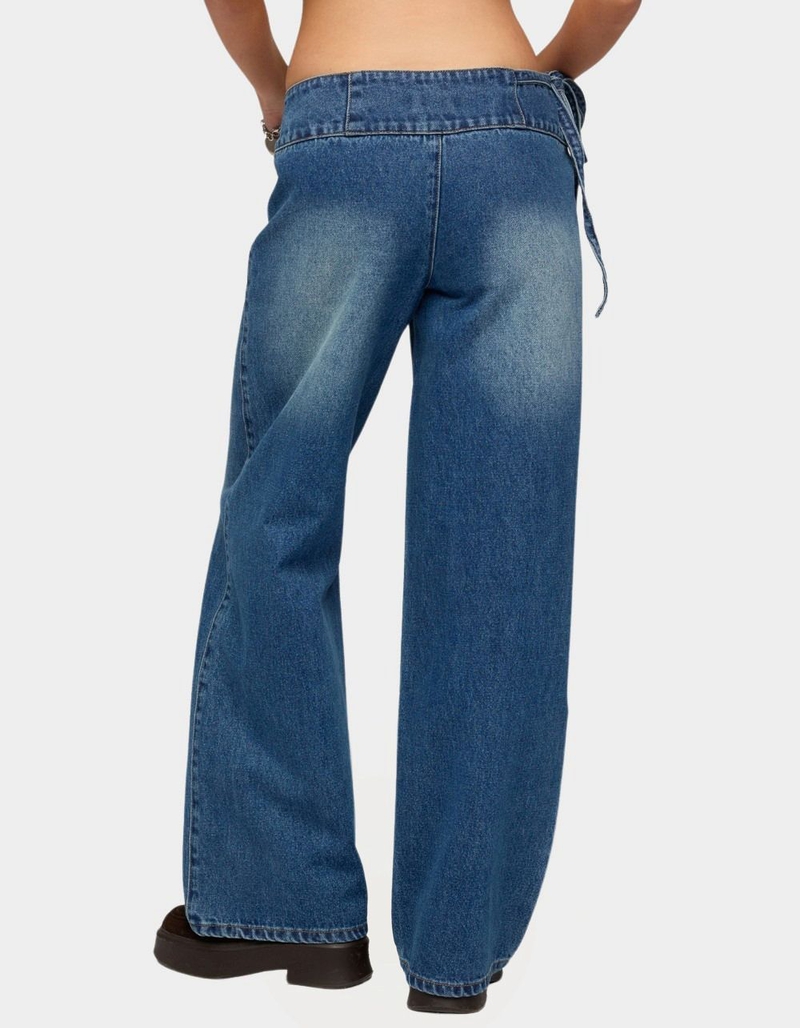 EDIKTED Cleo Tie Waist Low Rise Baggy Jeans image number 2