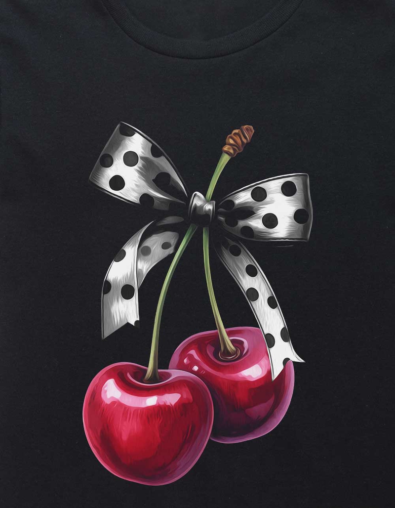 CHERRIES Polka Dot Bow Unisex Kids Tee image number 1