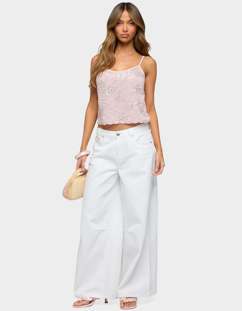 EDIKTED Bead & Sequin Chiffon Tank Top image number 4