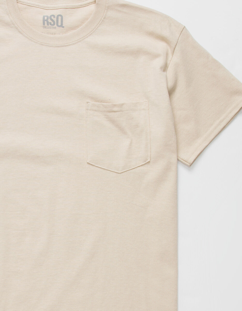 RSQ Solid Mens Oatmeal Pocket Tee image number 4