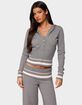EDIKTED Kaliya Stripey Knit Zip Up Hoodie image number 1