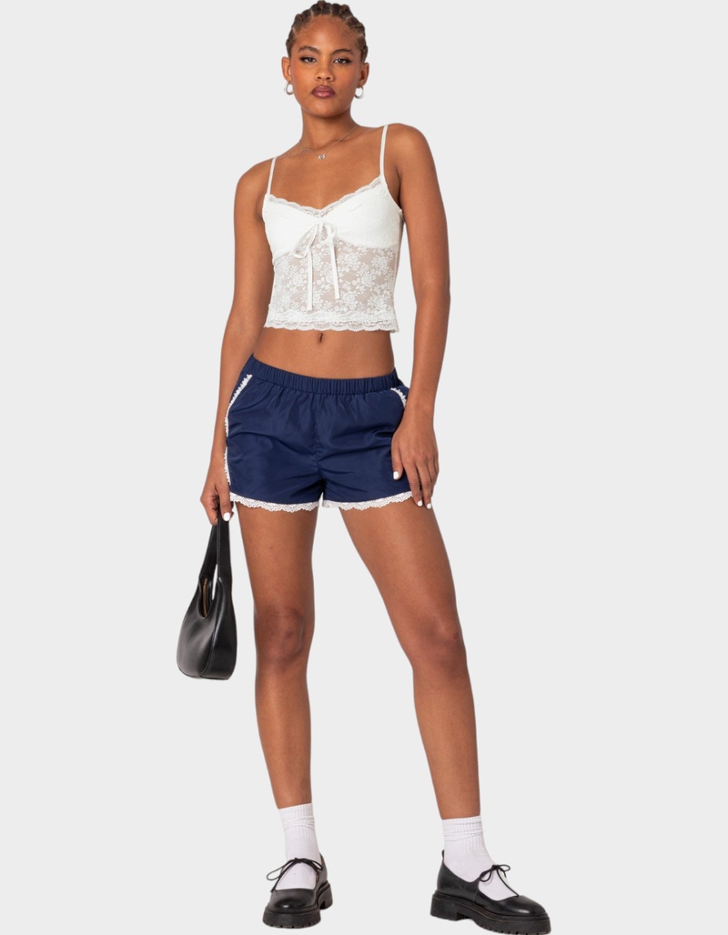 EDIKTED Cami Sheer Lace Tank Top image number 1