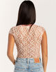 FULL TILT Printed Lace Womens V-Neck Top image number 4