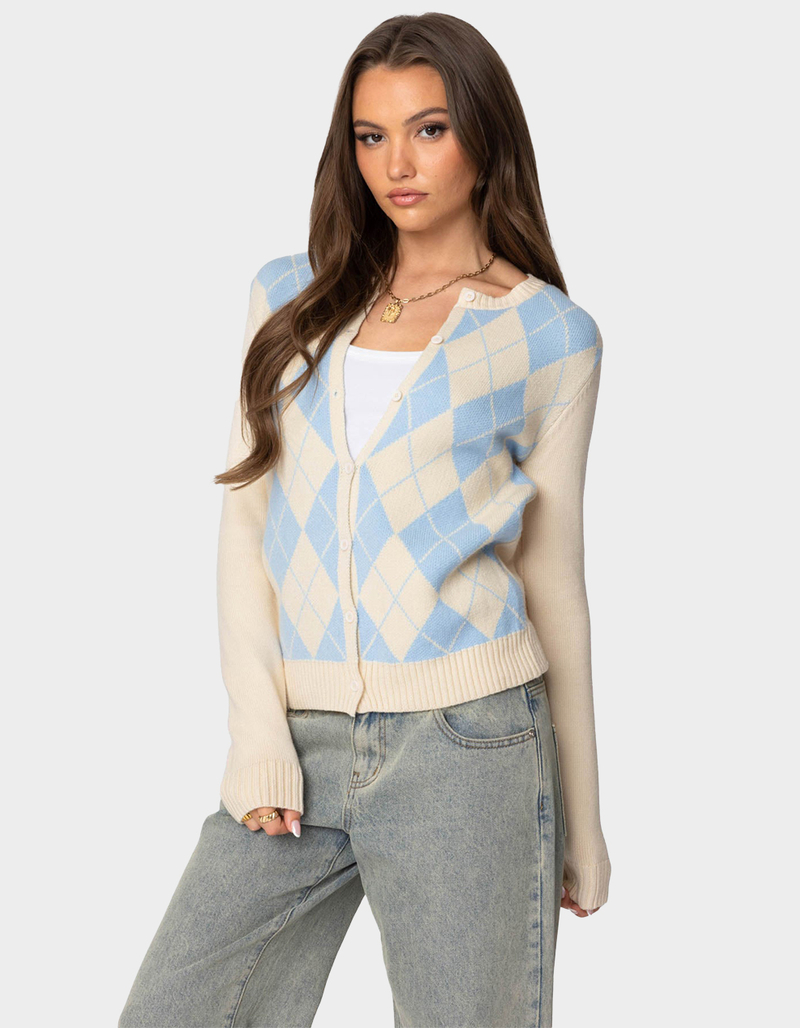 EDIKTED Maybelle Argyle Cardigan image number 2