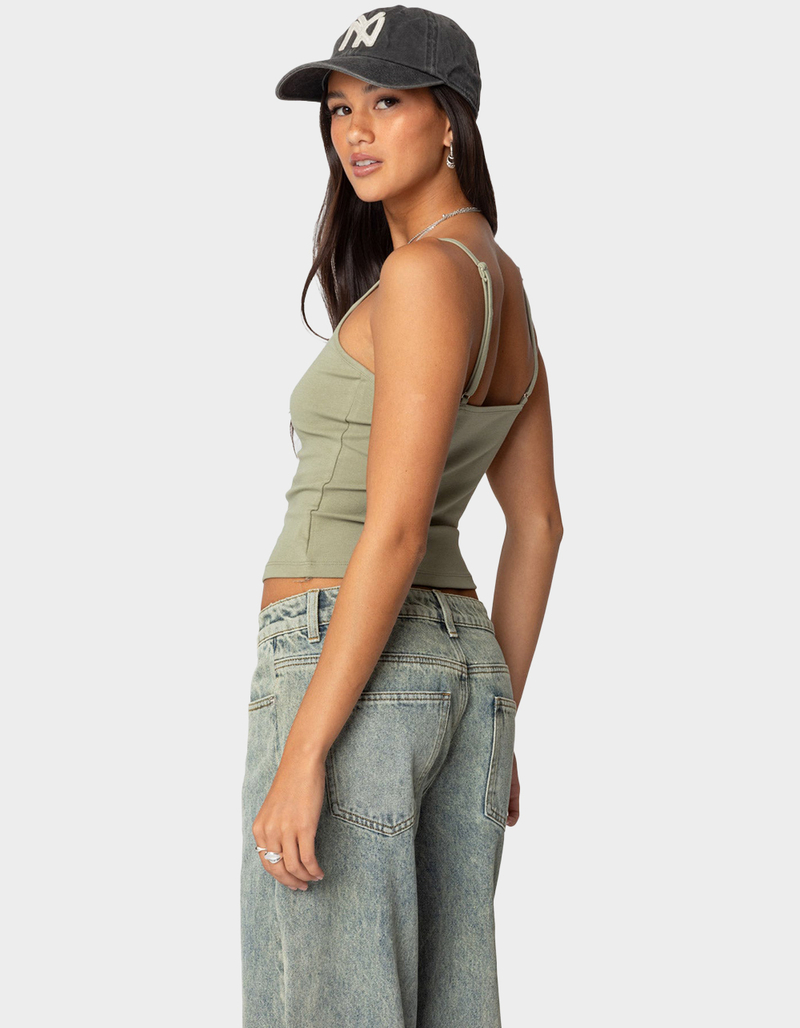 EDIKTED Ribbed Henley Tank Top image number 3