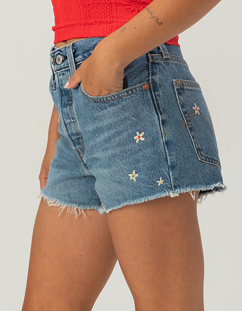 LEVI'S 501 Womens High Rise Denim Shorts - Bee In The Bonnet image number 1