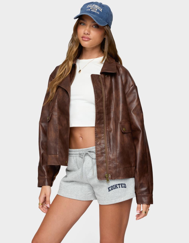 EDIKTED Ardella Oversized Faux Leather Jacket image number 1