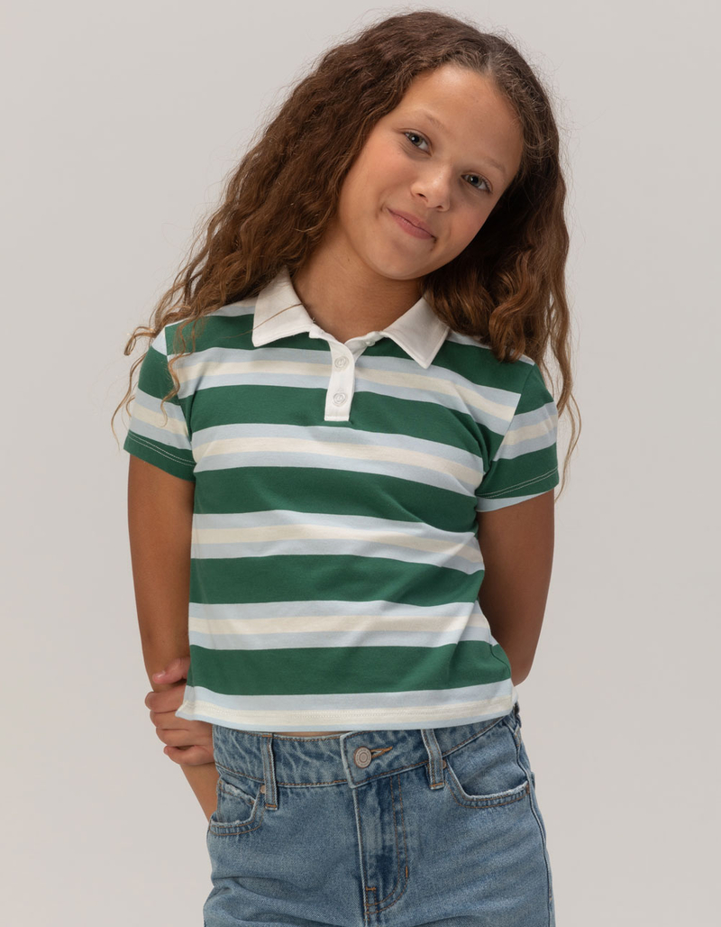 RSQ Girls Rugby Stripe Polo Shirt image number 1