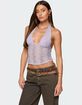 EDIKTED Naya Textured Sheer Lace Halter Top image number 1