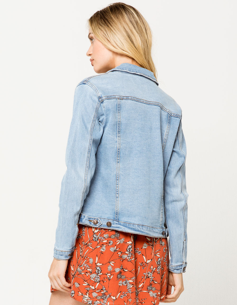 SKY AND SPARROW Vintage Medium Wash Womens Denim Jacket image number 2
