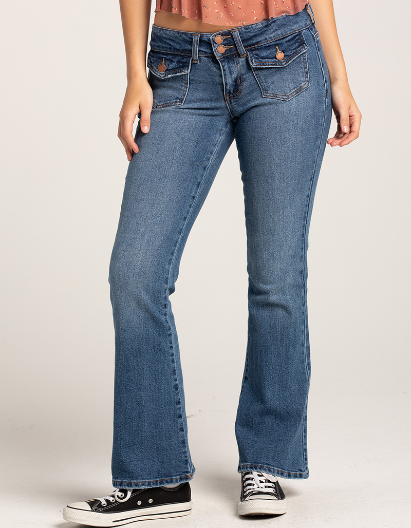 RSQ Womens Low Rise Flap Pocket Flare Jeans image number 1