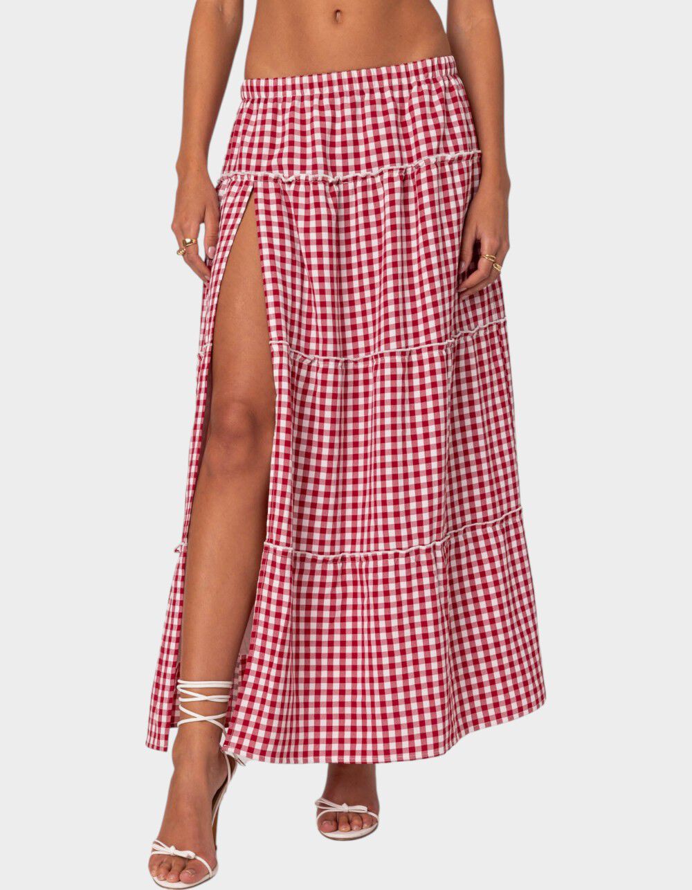 スカート Over Check Long Skirt Large Checkered All-over Print | Black & White | Women's