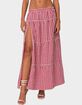 EDIKTED Gingham Side Slit Tiered Maxi Skirt image number 1