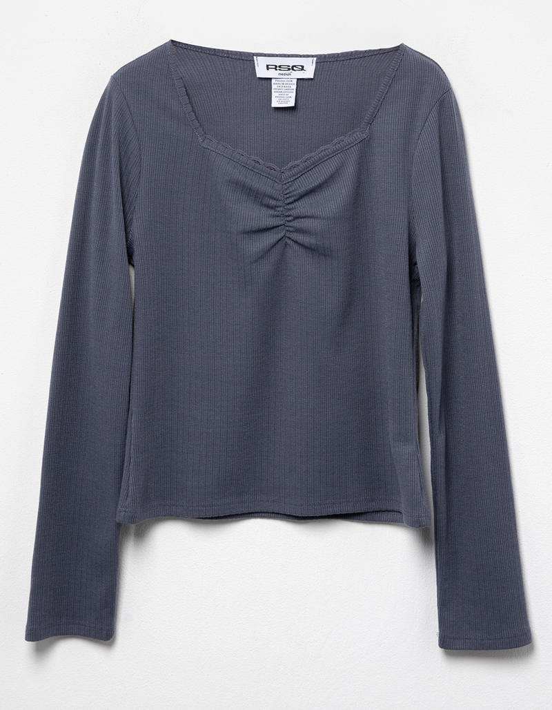 RSQ Girls Lace Trim Cinch Long Sleeve Top image number 0