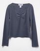 RSQ Girls Lace Trim Cinch Long Sleeve Top image number 1