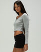 RSQ Womens Pointelle Bow Long Sleeve Top image number 3