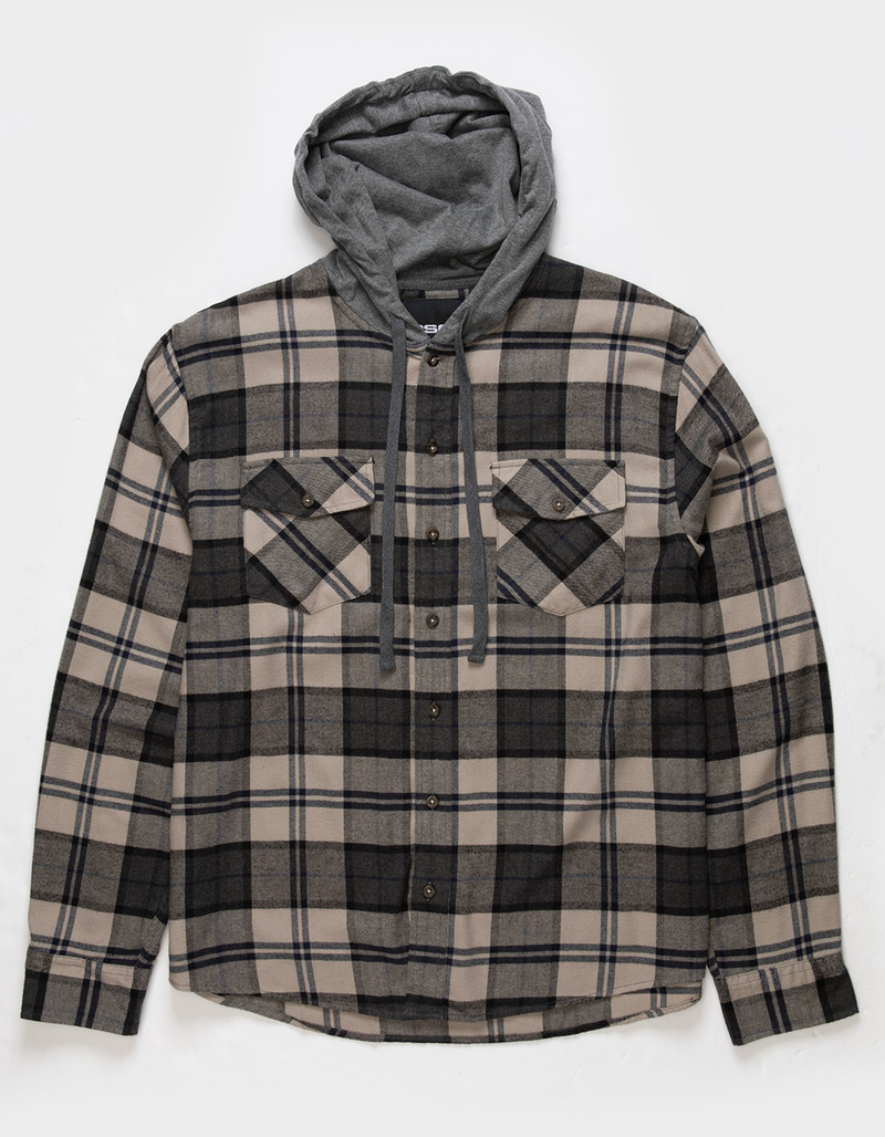 RSQ Mens Plaid Hooded Flannel image number 0