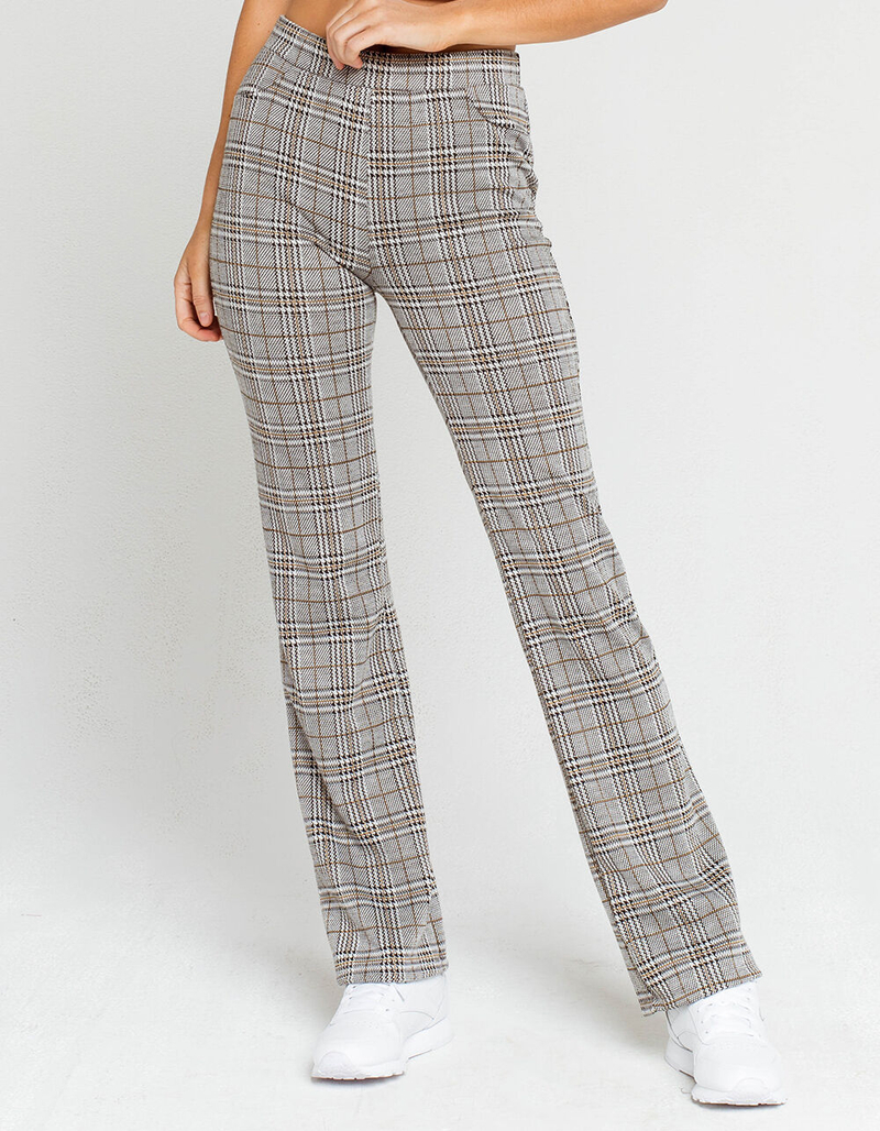 RSQ Plaid Womens Gray Flare Pants image number 1