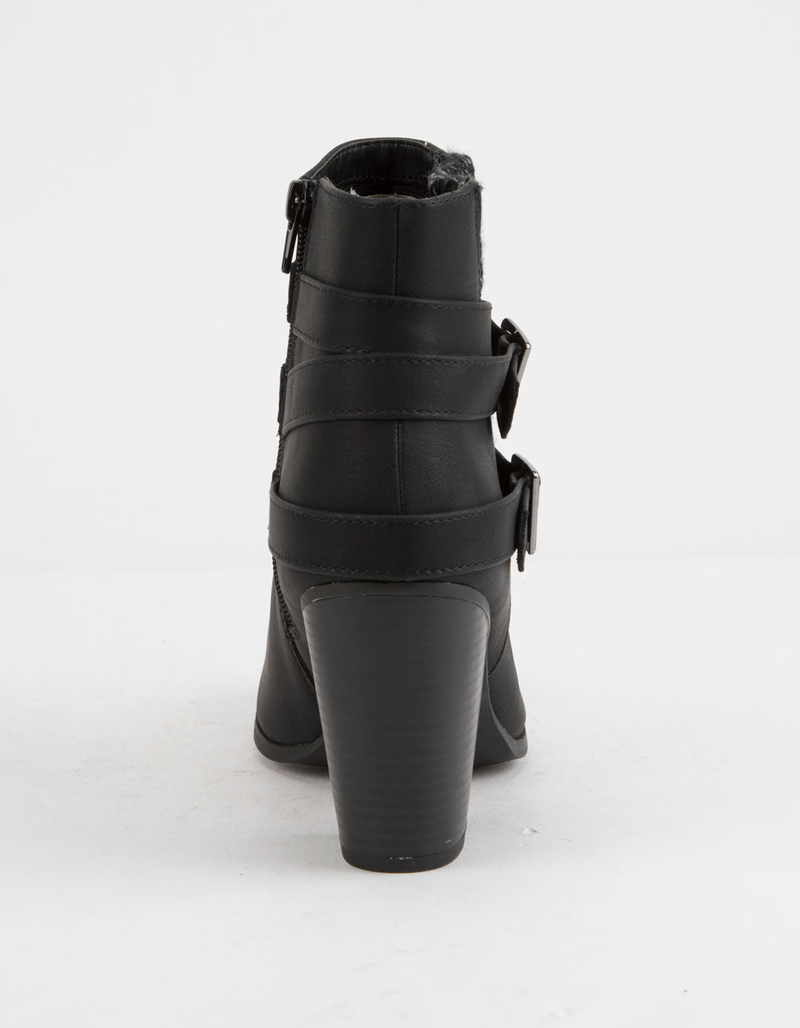 SODA Sweater Knit Block Heel Black Womens Booties image number 3