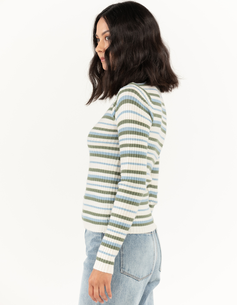 RSQ Womens Rib Stripe Mock Neck Pullover Sweater image number 1