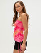 MADDEN GIRL Womens Mesh Floral Asymmetrical Tube Top image number 3