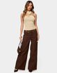 EDIKTED Mixed Grommet Low Rise Wide Leg Jeans image number 5