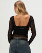 FULL TILT Flocked Dot Open Back Womens Long Sleeve Mesh Top image number 4