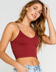 FULL TILT Lace Back Strappy Seamless Womens Wine Cami image number 2
