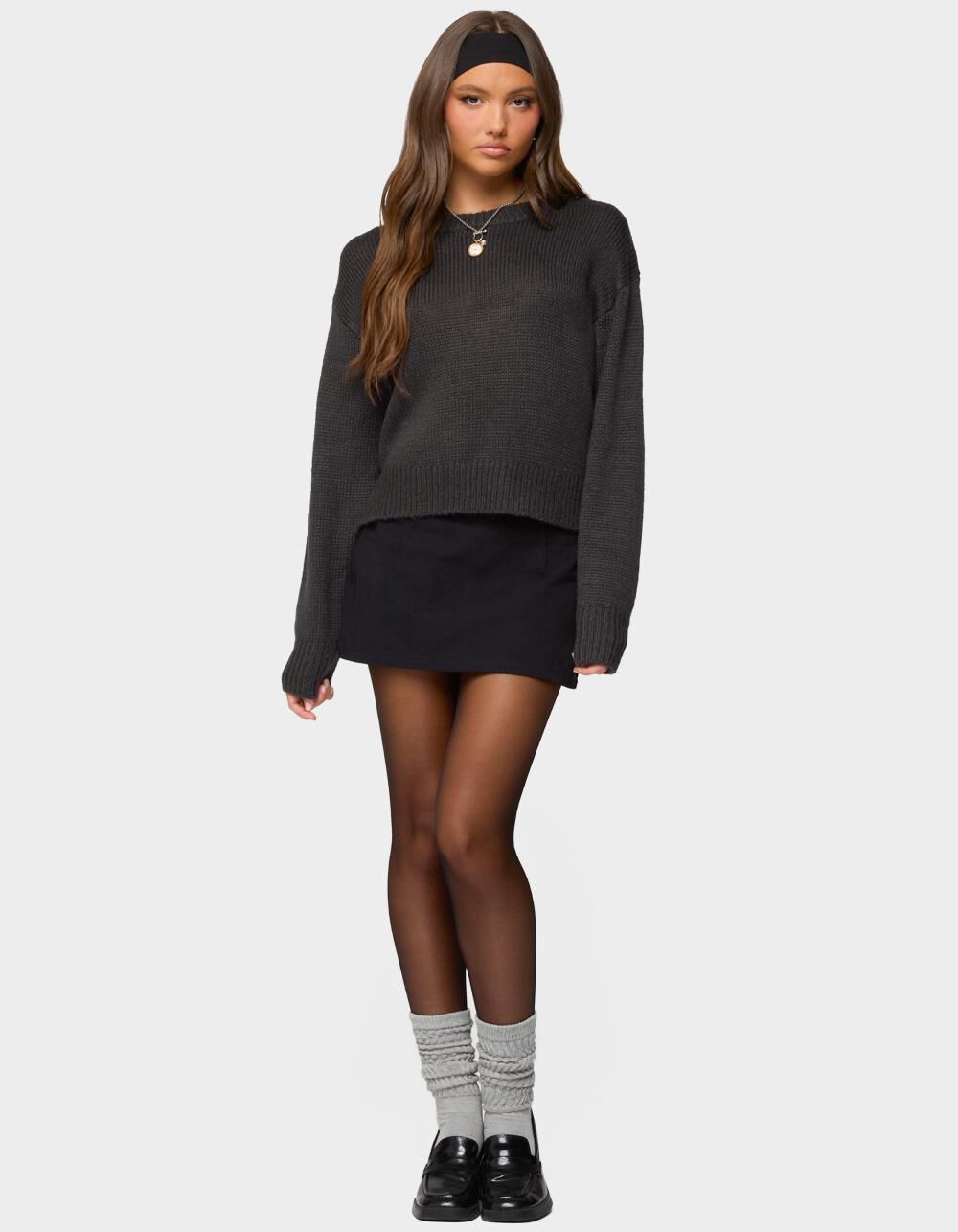 EDIKTED Kyrah Oversized Knit Sweater - GRAY | Tillys