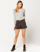 SKY AND SPARROW Solid Pointelle Heather Gray Womens Knit Top image number 5