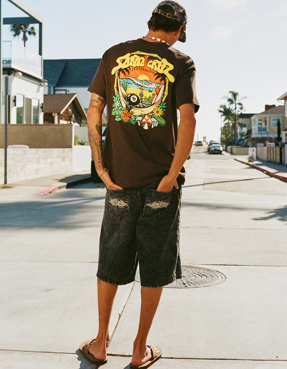 RSQ Mens Baggy Embroidered Jorts - WASHED BLACK | Tillys