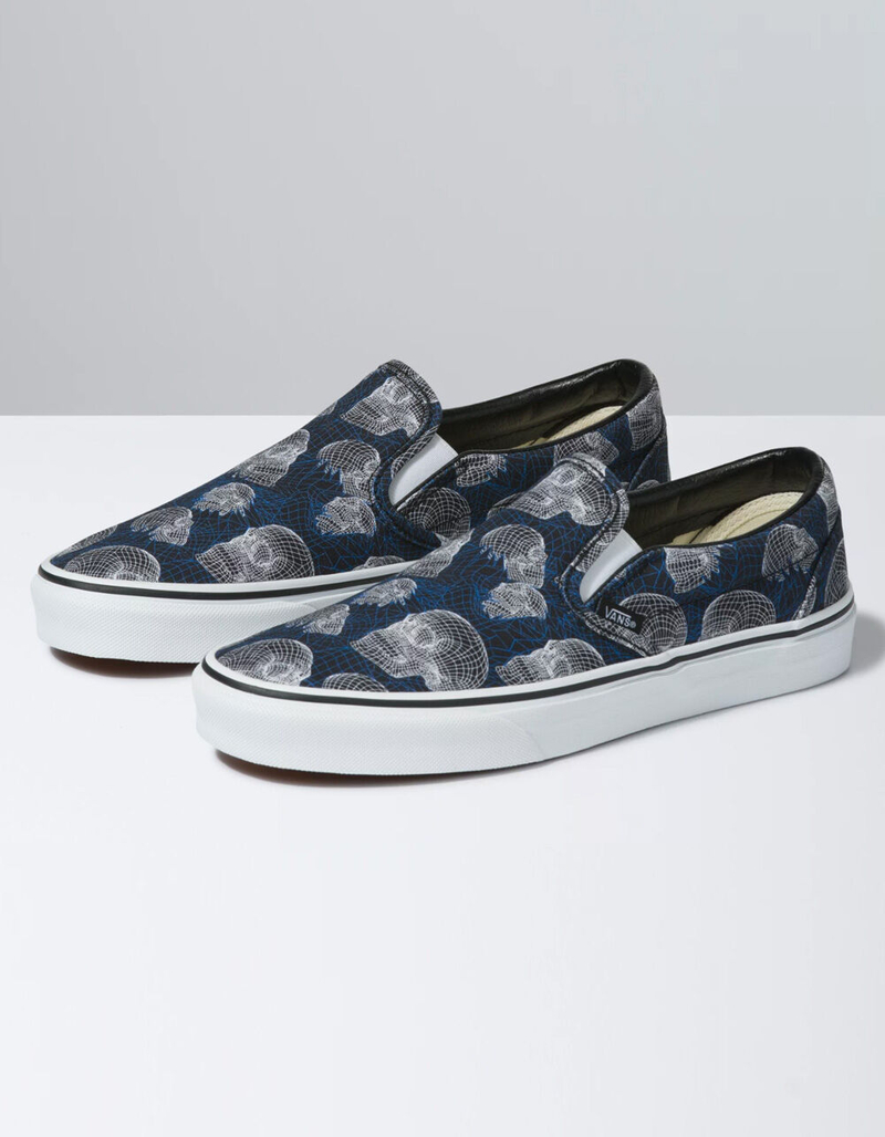 VANS Wireframe Skulls Classic Slip On Shoes image number 0