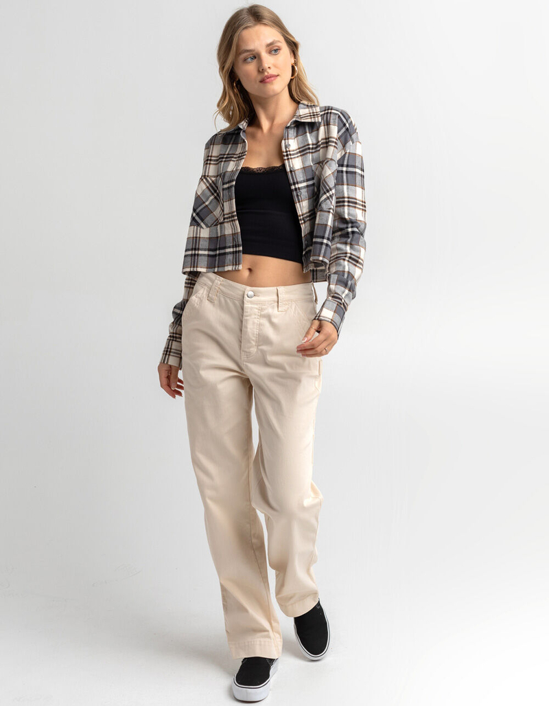 RSQ Plaid Womens Crop Flannel Shirt image number 3