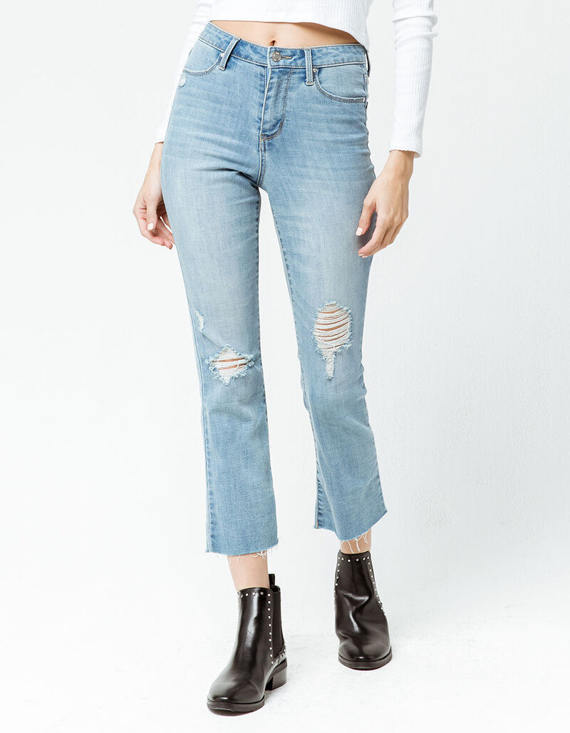 RSQ Sydney Crop Womens Ripped Flare Jeans - LTBLA - 335160858