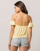IVY & MAIN Off The Shoulder Yellow Womens Crop Top image number 3