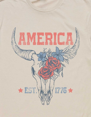 SKULL America Floral Bull Horn Unisex Tee Alternative Image