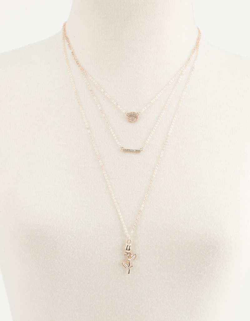 FULL TILT 3 Layer Rose Necklace image number 1