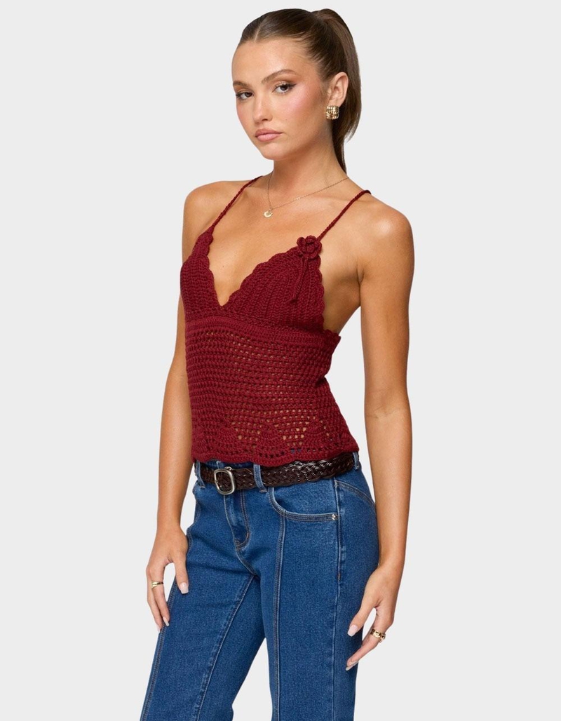 EDIKTED Delila Crochet V-Neck Top image number 1