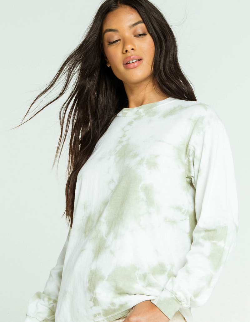 FULL TILT Tie Dye Womens Sage Oversized Tee image number 0
