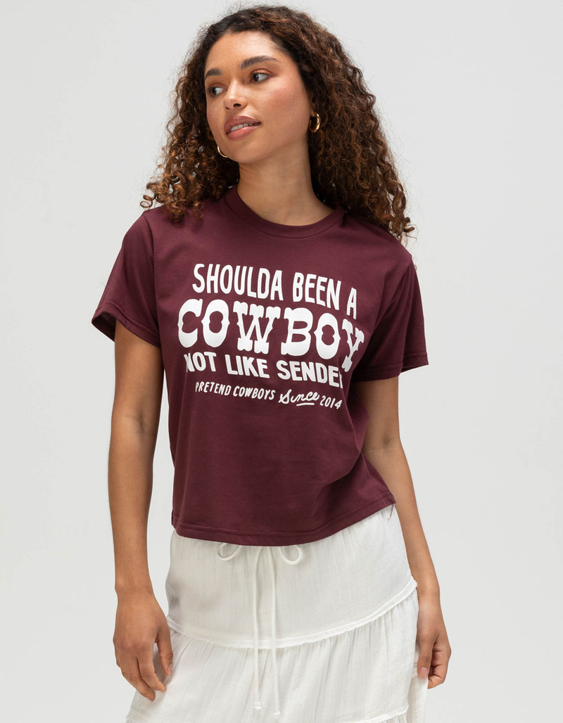 SENDERO PROVISIONS CO. Shoulda Been A Cowboy Womens Crop Boxy Tee image number 0