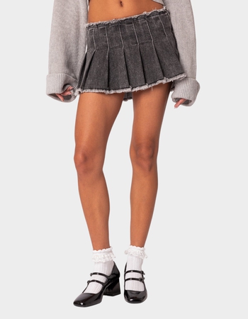 EDIKTED Nalani Washed Denim Pleated Mini Skort Primary Image