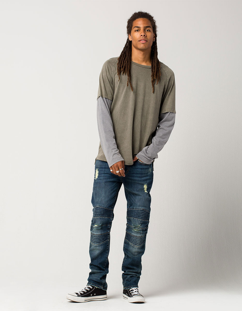 RSQ London Moto Mens Ripped Skinny Jeans image number 1