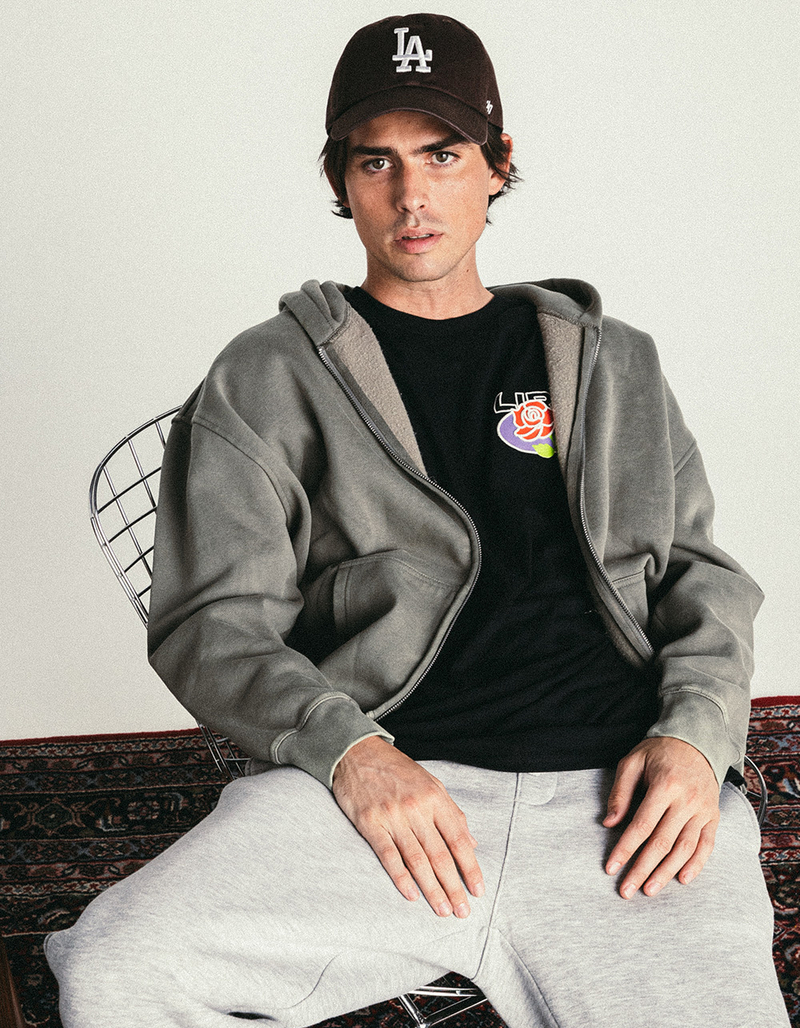 RSQ Mens Washed Zip-Up Oversized Hoodie image number 6