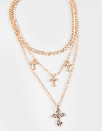 FULL TILT Layered Multi Cross Charm Necklace Alternative Image