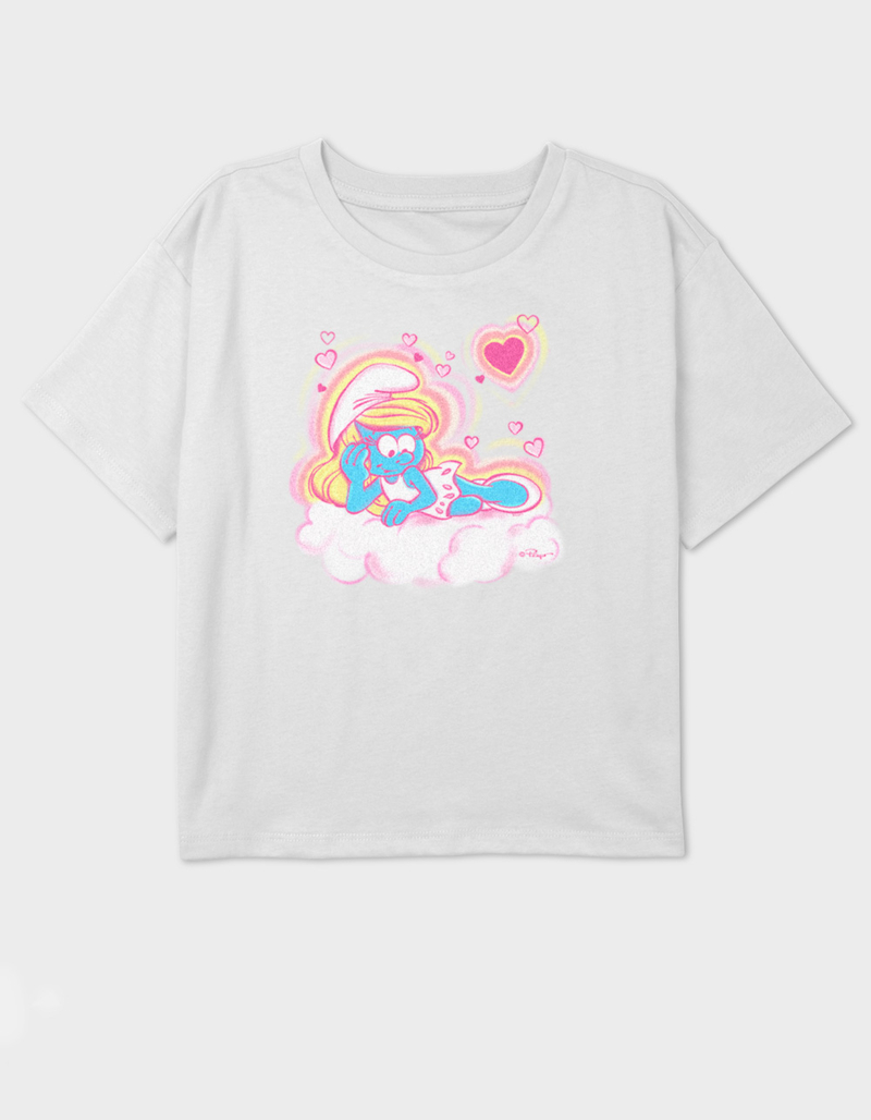 THE SMURFS Airbrush Hearts Girls Crop Tee image number 0