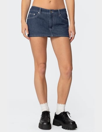 EDIKTED Neria Pinstripe Denim Micro Skort Primary Image