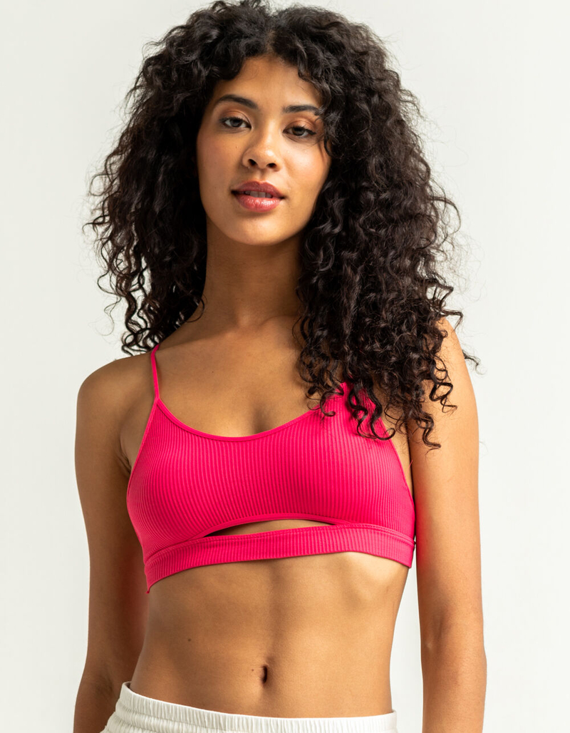 FULL TILT Cutout Seamless Hot Pink Bralette image number 0