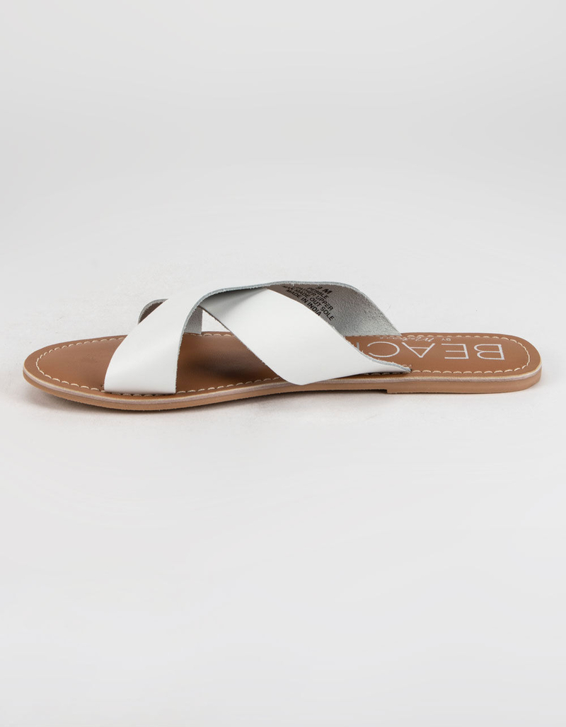 BEACH By Matisse Criss Cross Womens White Slide Sandals image number 3