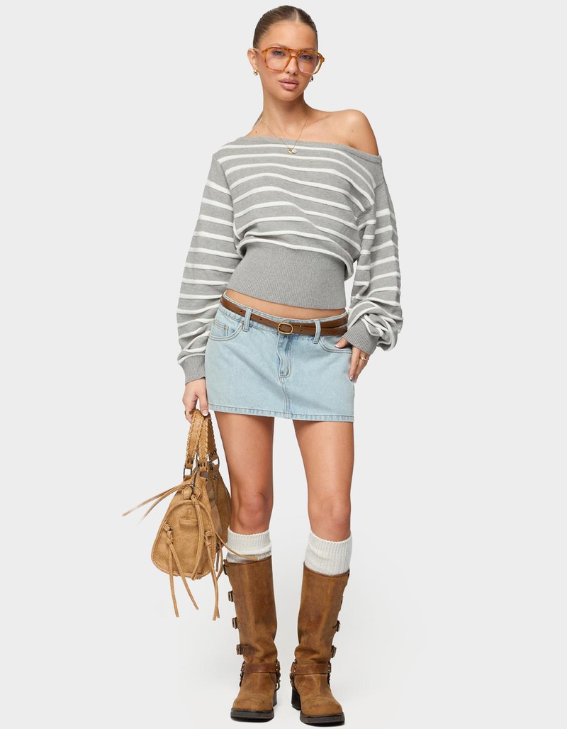 EDIKTED Petite Chiara Denim Micro Skirt image number 4